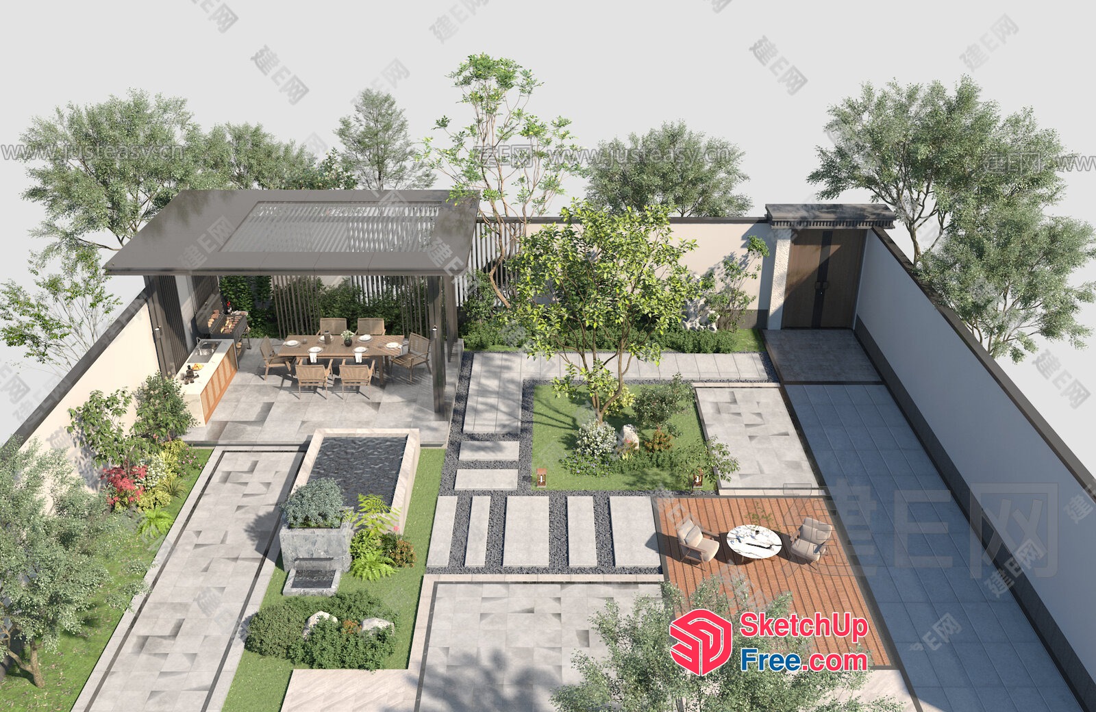 Modern Outdoor Patio And Garden Decor 3D SketchUp File