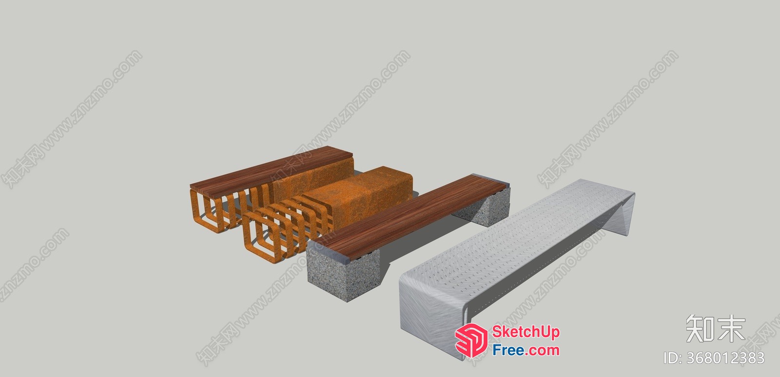 3D Model Of A Modern Bench 3D SketchUp File