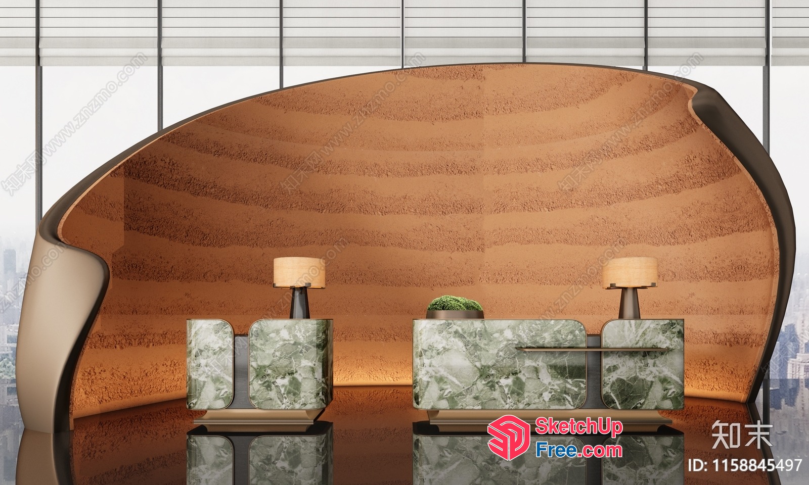 Elegant Modern Interior With Curved Lines And Marble Accents 3D SketchUp File