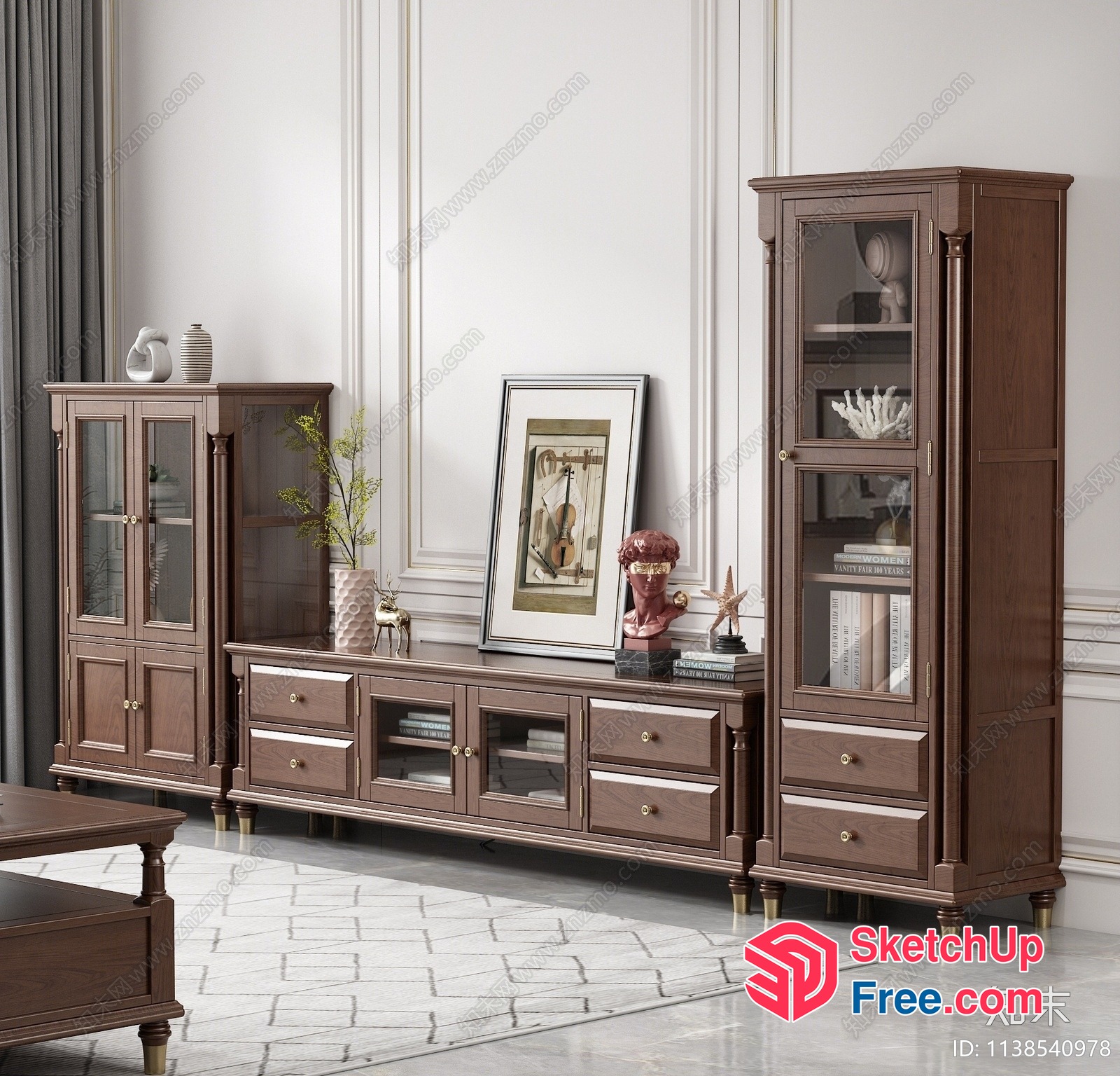 Elegant Living Room Furniture Set With Classic Moulding 3D SketchUp File