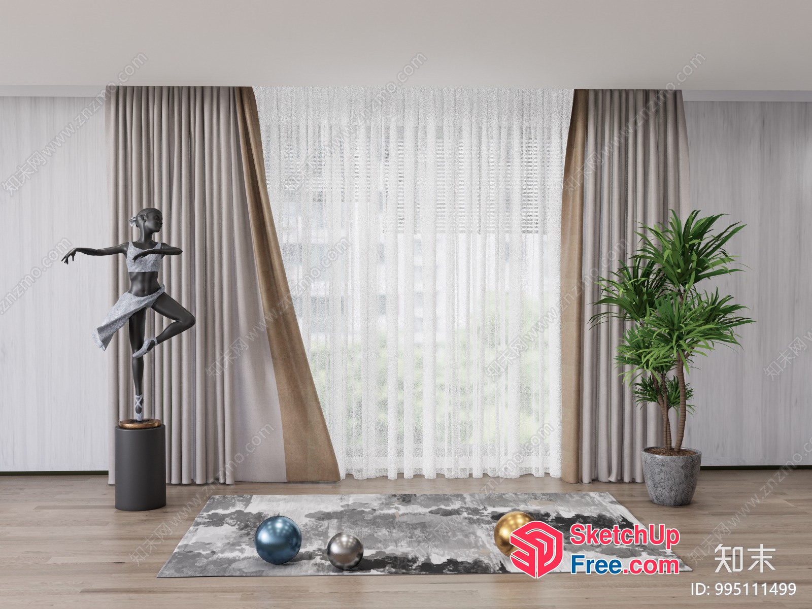 Elegant Interior With A Touch Of Nature 3D SketchUp File