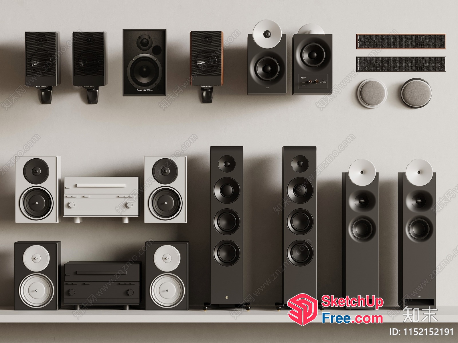 Modern Speakers On A Shelf 3D SketchUp File