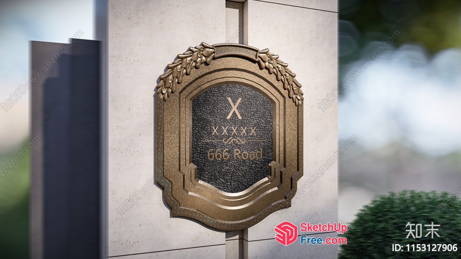 Elegant Exterior Signage With Roman Numeral Details 3D SketchUp File