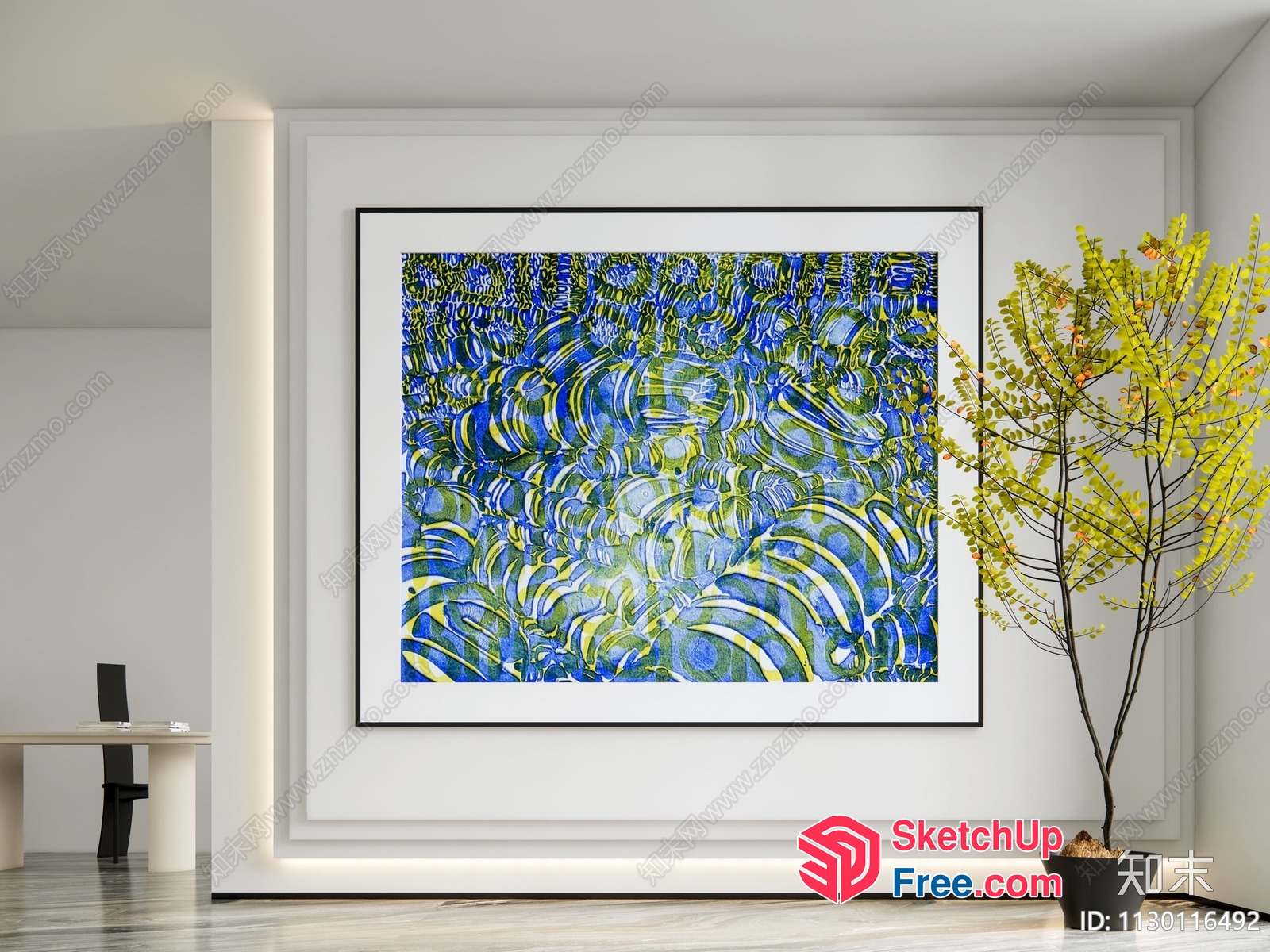 Abstract Art Piece In Blue And Green 3D SketchUp File