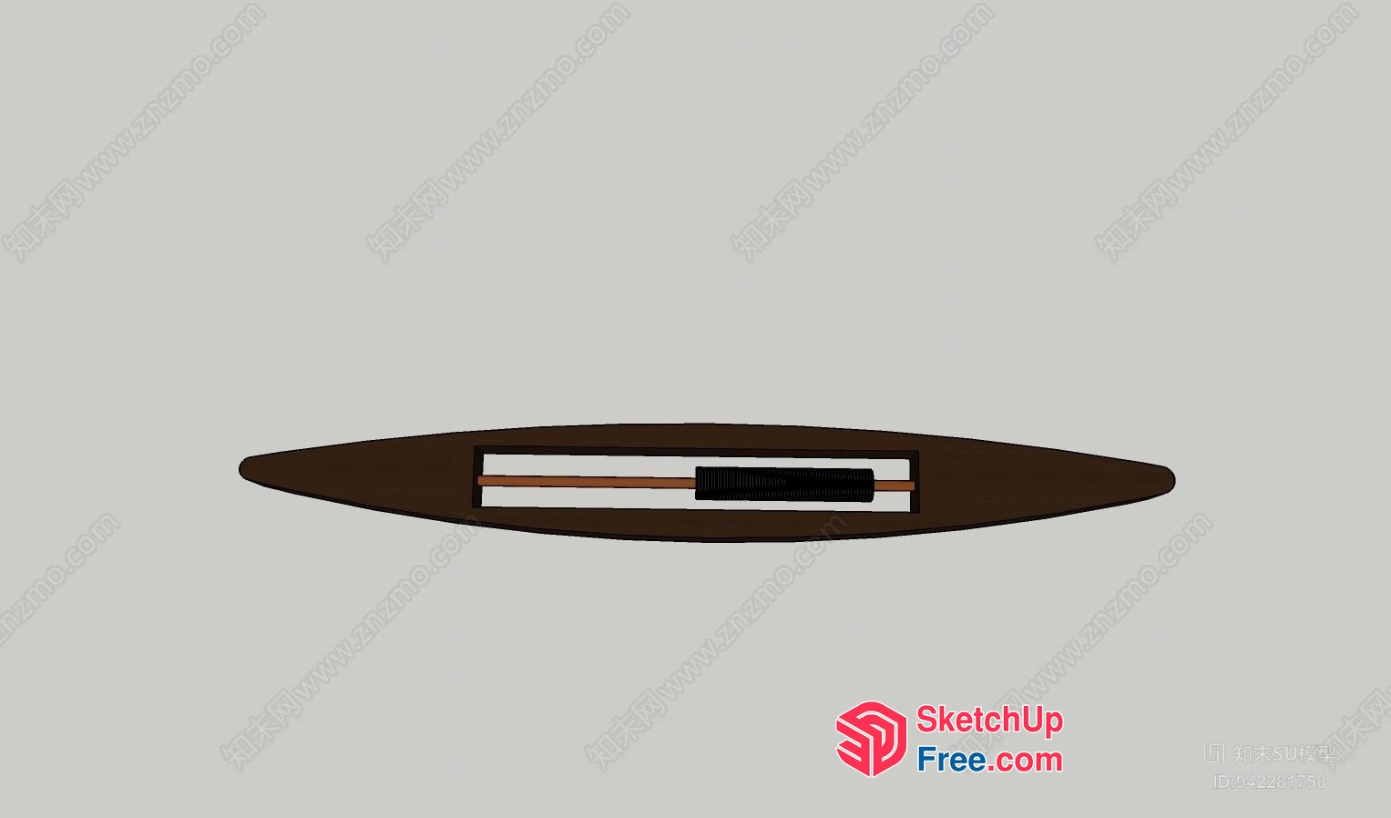 Modern Minimalist Brown Oval Coffee Table 3D SketchUp File