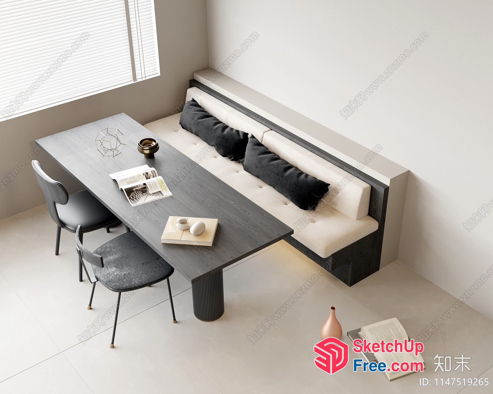 Minimalist Living Room With White And Black Decor 3D SketchUp File