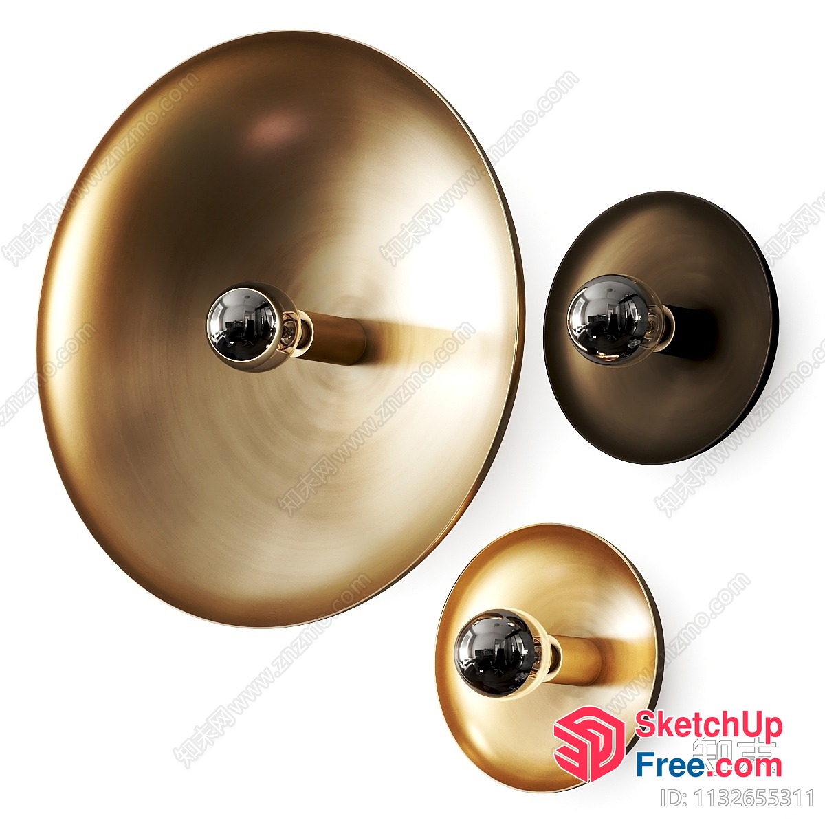 Three Golden Sconces 3D SketchUp File