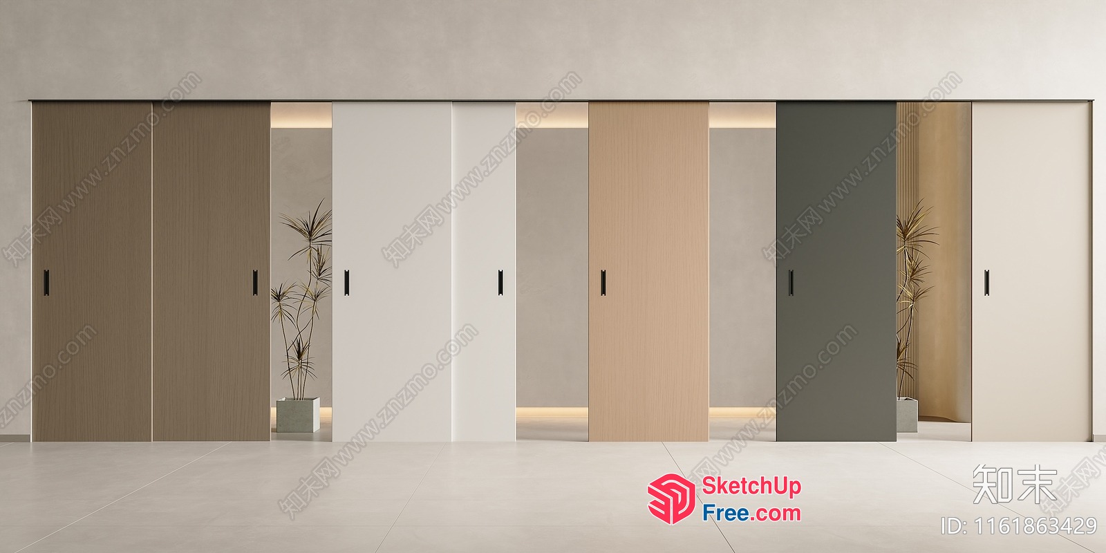Interior Sliding Doors With Plants And Lighting 3D SketchUp File