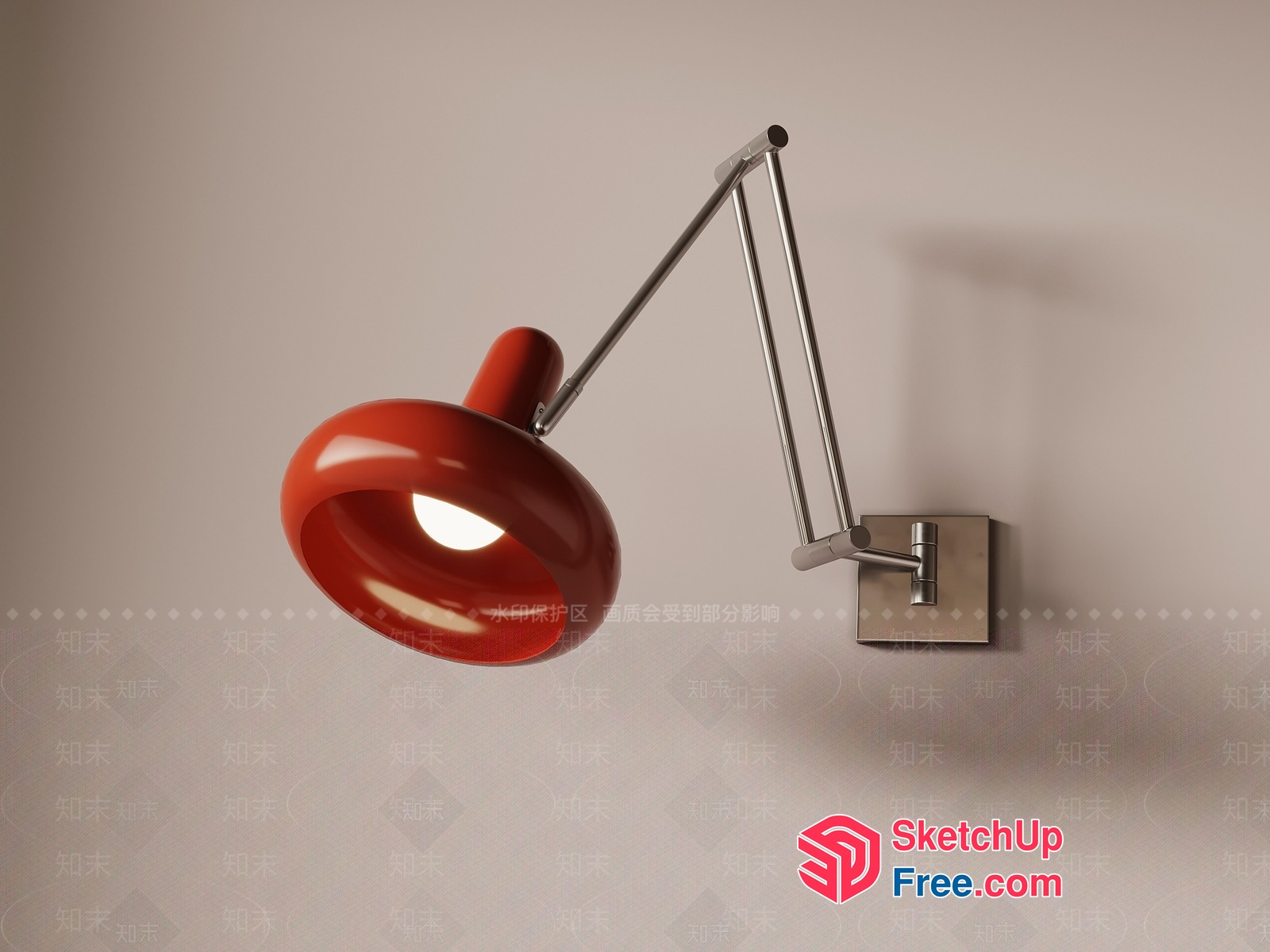 Adjustable Arm Red Lamp 3D SketchUp File