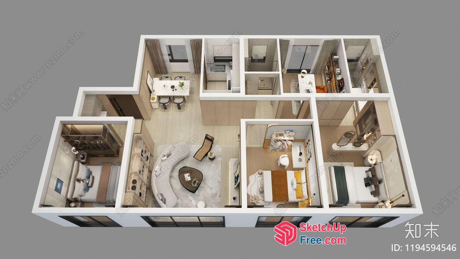 3D Model Of A Modern Apartment 3D SketchUp File
