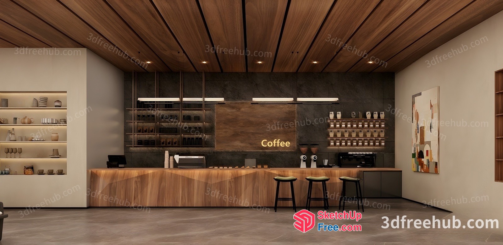 Modern Coffee Shop Interior 3D SketchUp File
