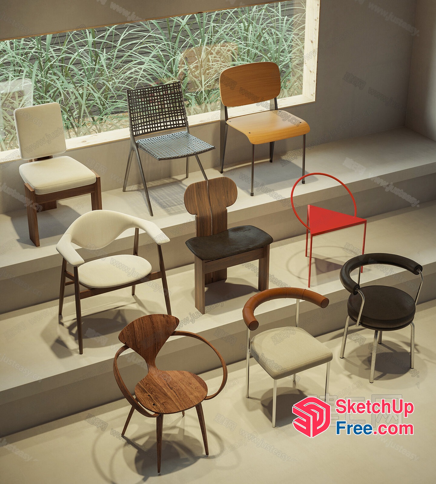 Elegant Modern Chairs 3D SketchUp File