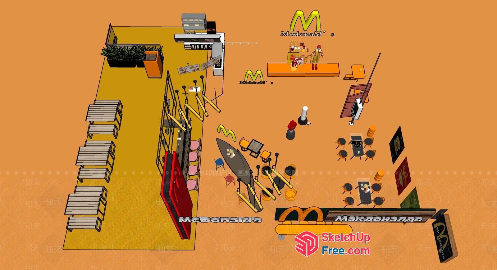 Mcdonald'S Interior 3D SketchUp File