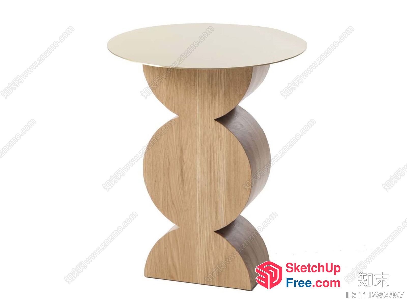 Modern Side Table With White Top And Wooden Base 3D SketchUp File