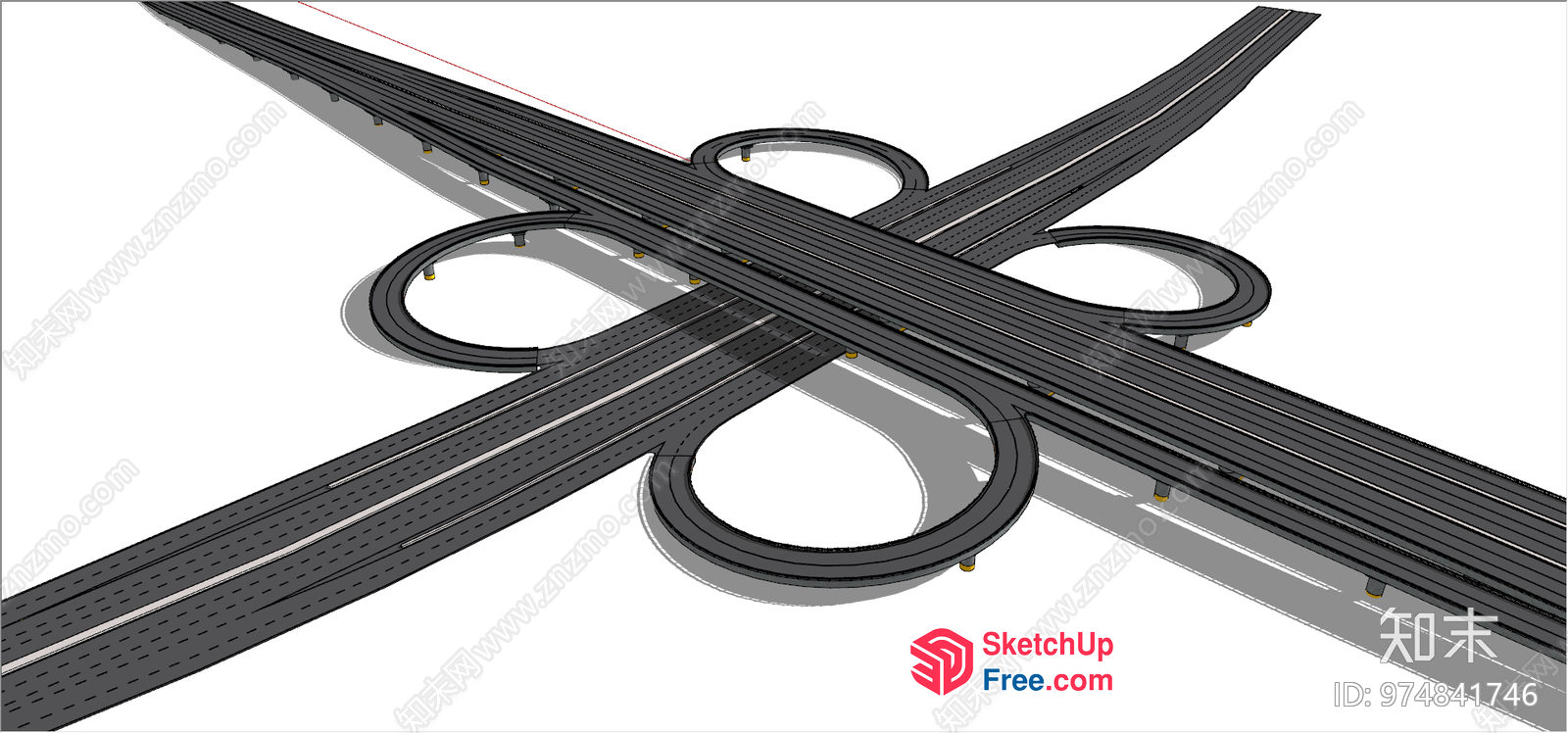 Highway Intersections And Overpasses 3D SketchUp File