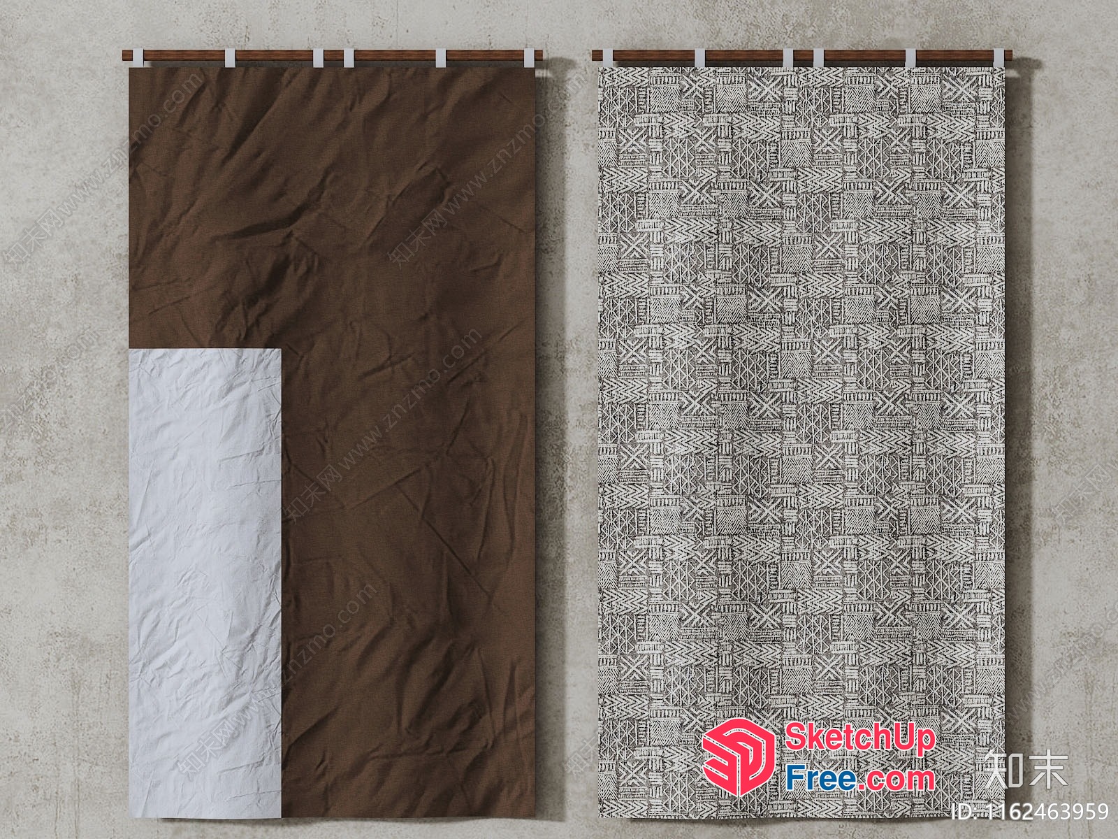 Modern Patterned Curtains 3D SketchUp File