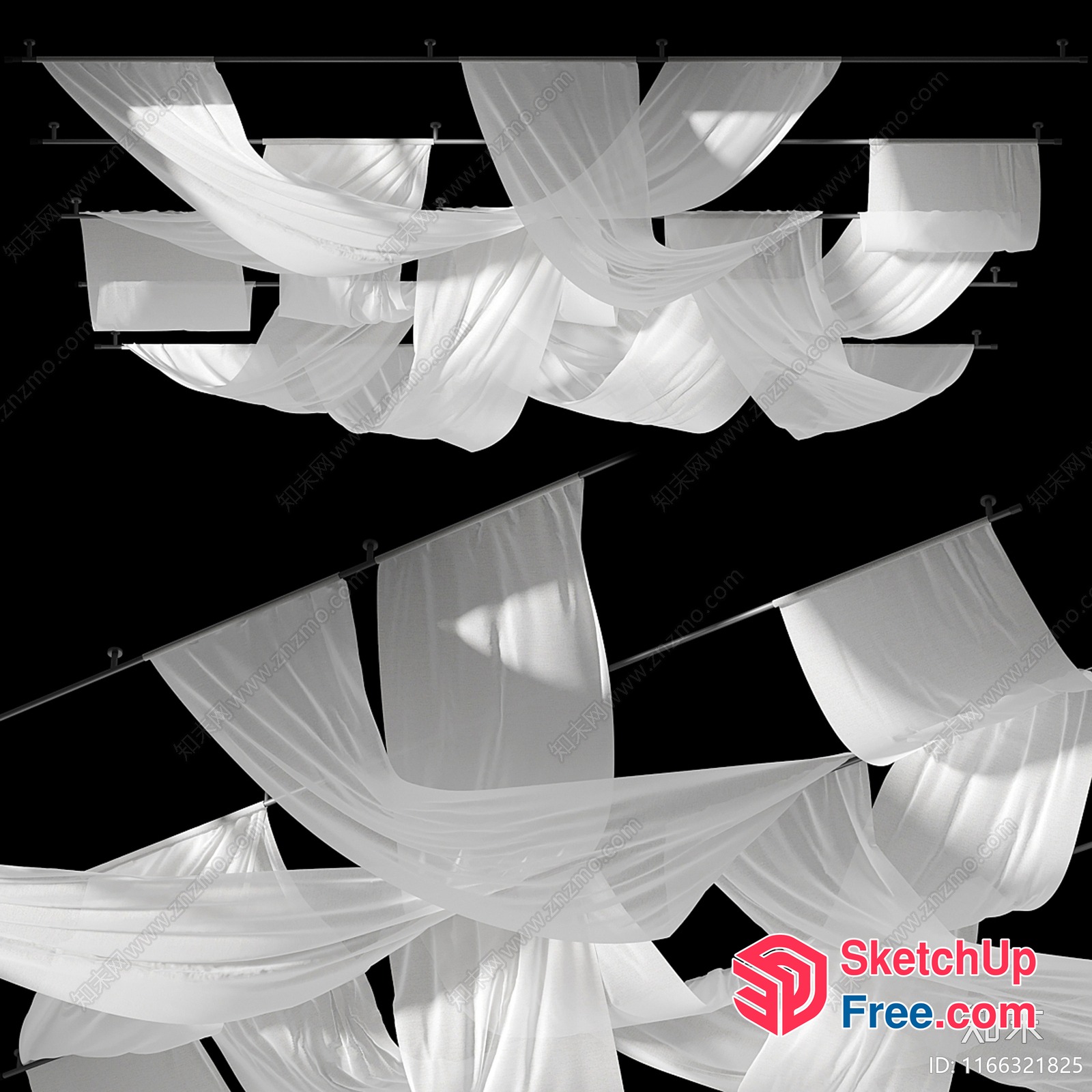 White Fabric Ceiling Decorations 3D SketchUp File