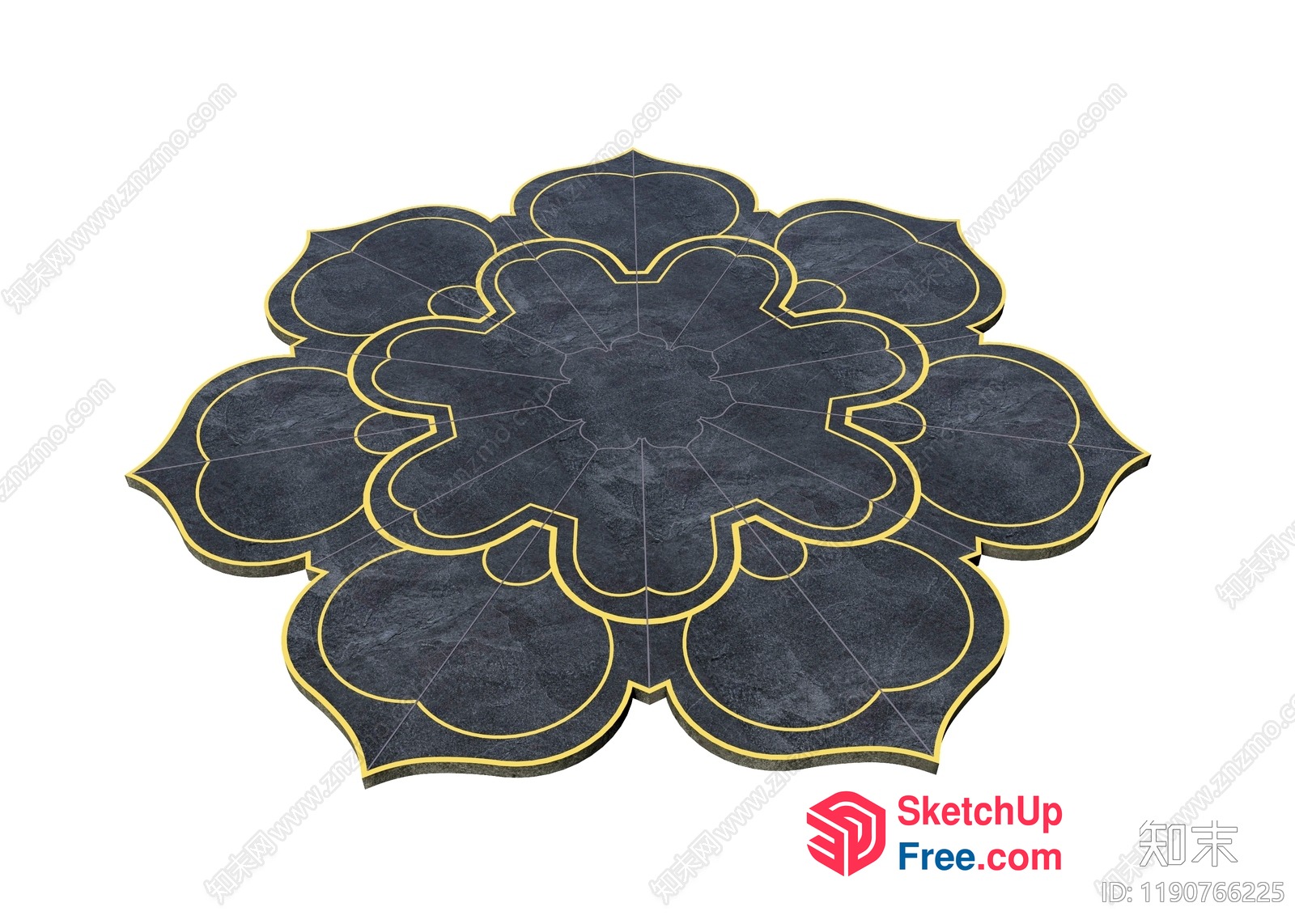 Decorative Flower-Shaped Design Element 3D SketchUp File
