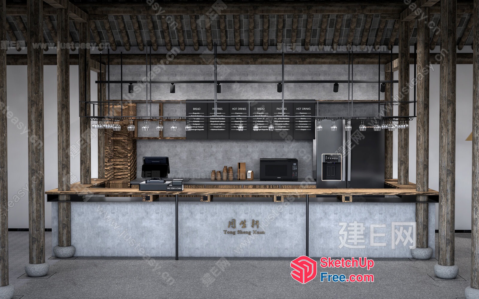 Modern Industrial Bakery Shop Interior 3D SketchUp File