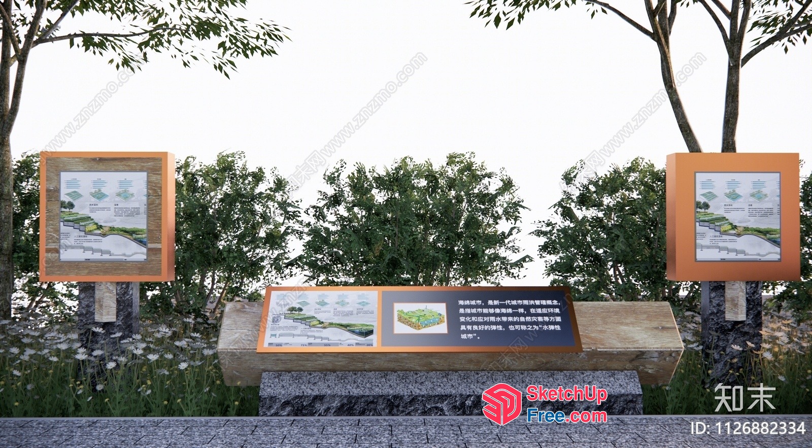 Outdoor Informational Display 3D SketchUp File