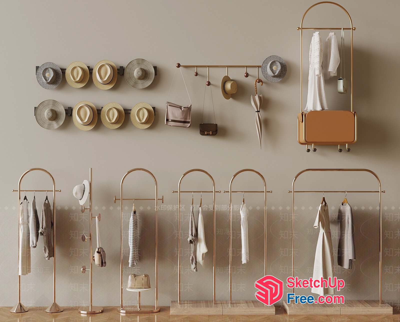 Elegant Minimalist Clothing Display System 3D SketchUp File