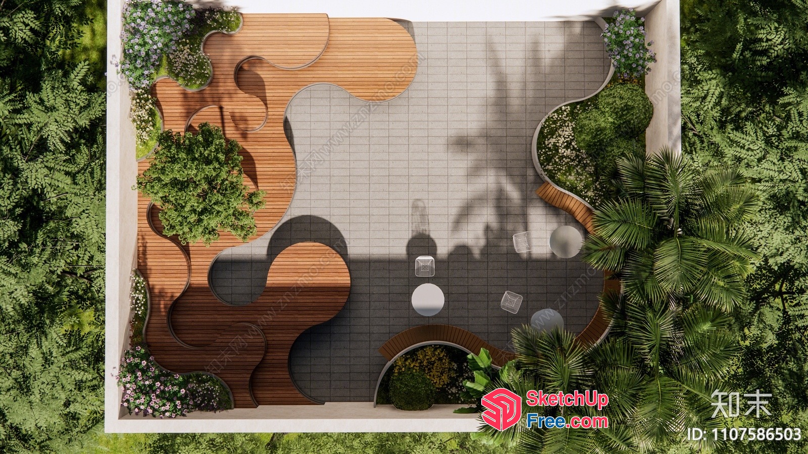 Serpentine Wood And Tile Design 3D SketchUp File