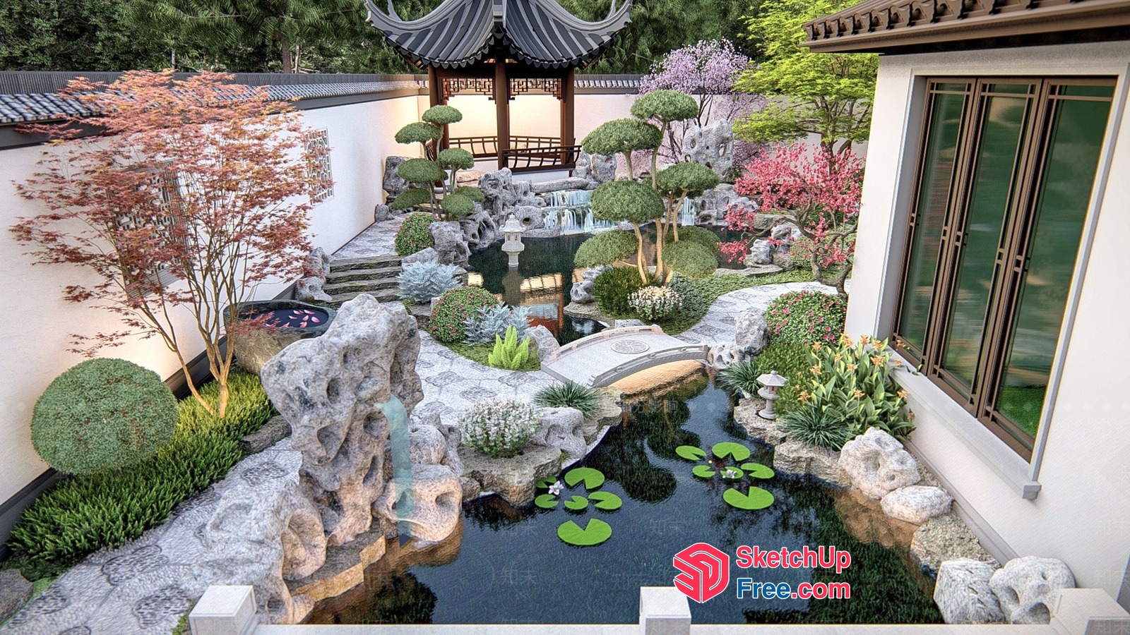 Serene Asian-Inspired Garden Oasis 3D SketchUp File
