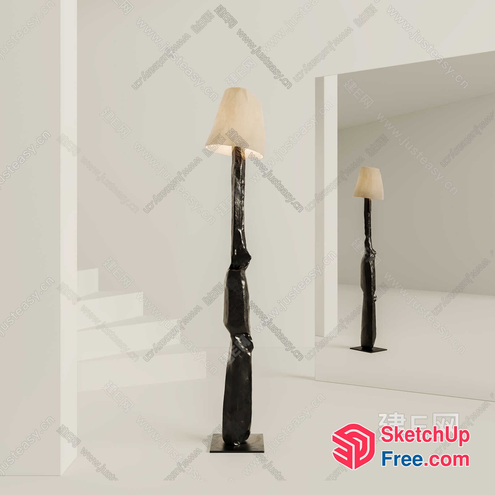 Simple Modern Floor Lamp With White Shade 3D SketchUp File