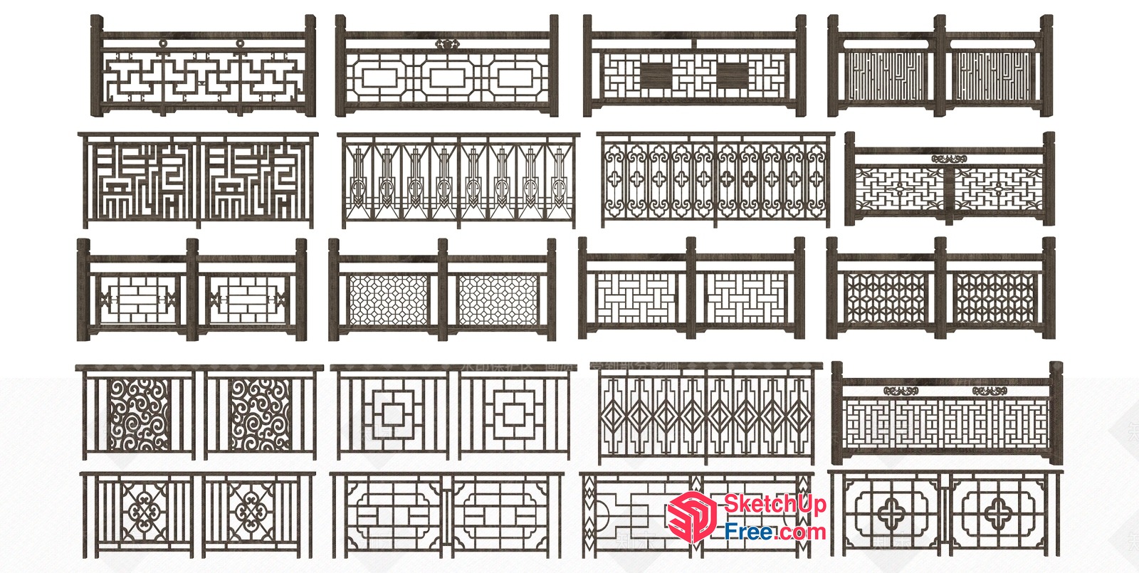 Intricate Railing Designs 3D SketchUp File