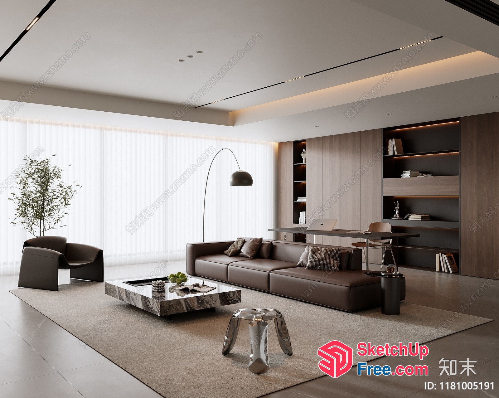Modern Minimalist Living Room With Sleek Furniture And Natural Light 3D SketchUp File