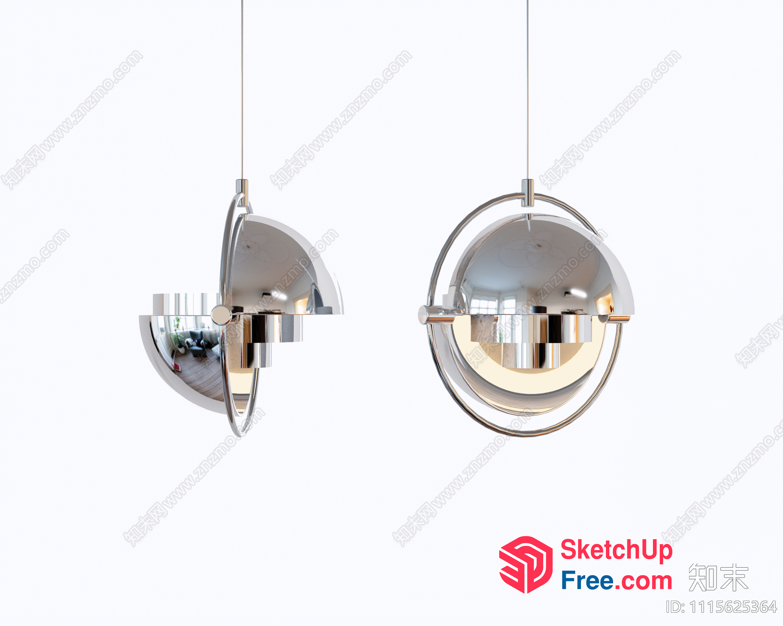 Modern Minimalist Silver Hanging Light Fixtures 3D SketchUp File