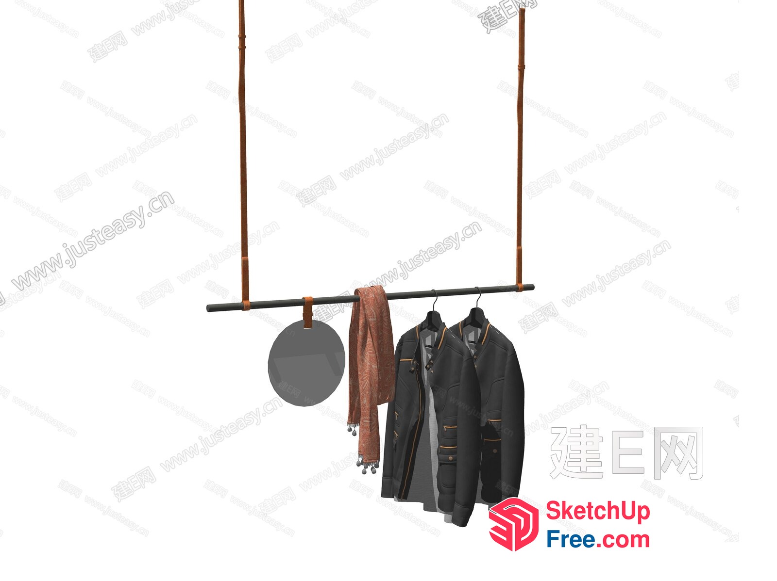 Minimalist Style Clothes Hanging Rod 3D SketchUp File