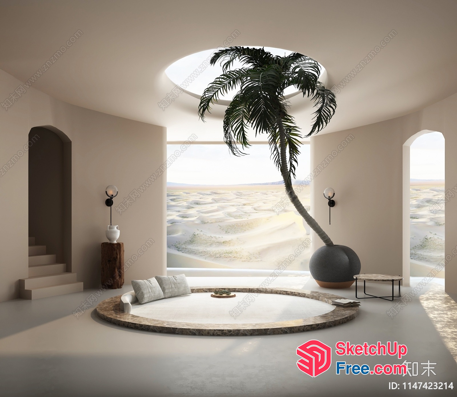 Tropical Desert Oasis Interior 3D SketchUp File