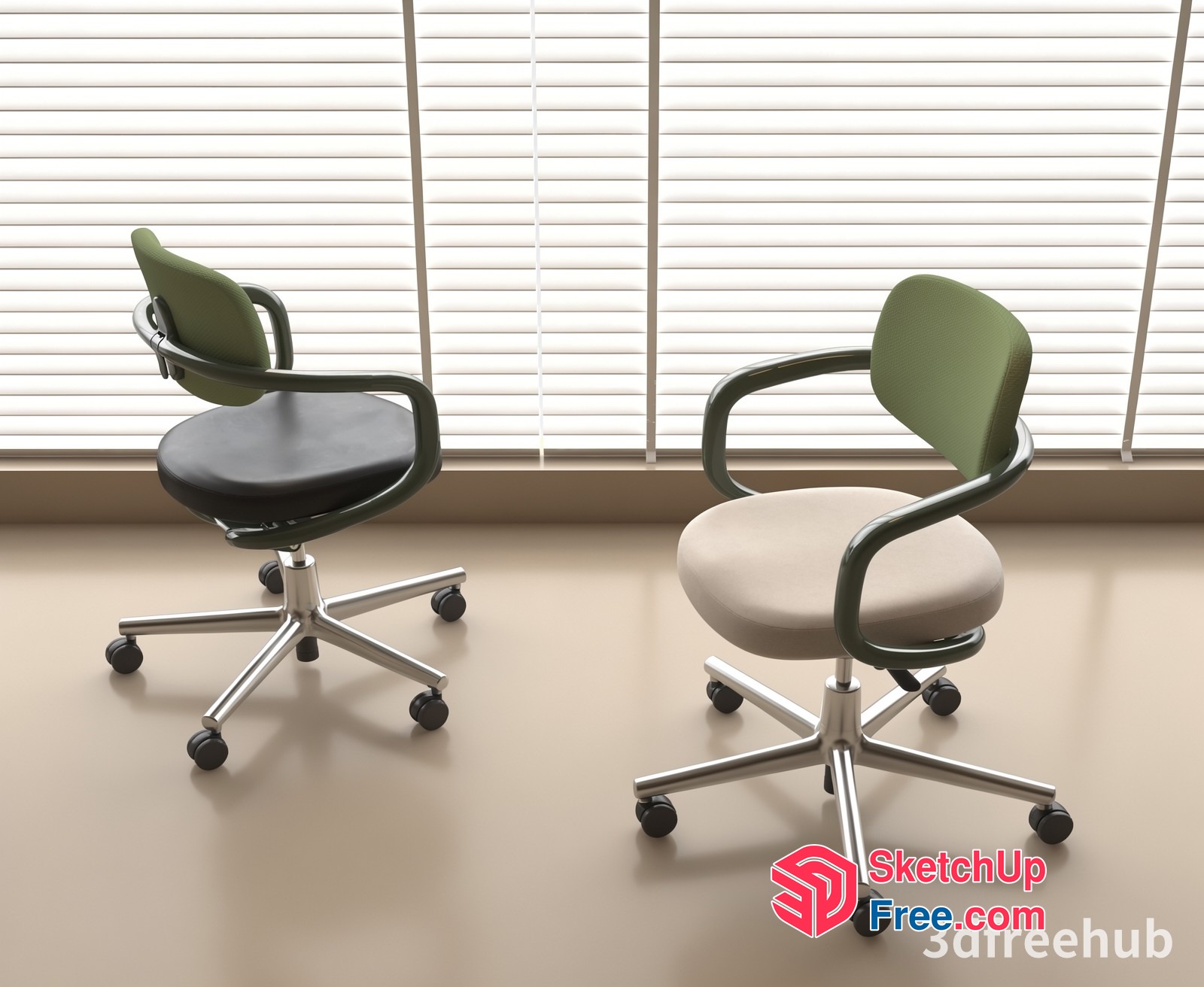 Two Office Chairs By The Window 3D SketchUp File