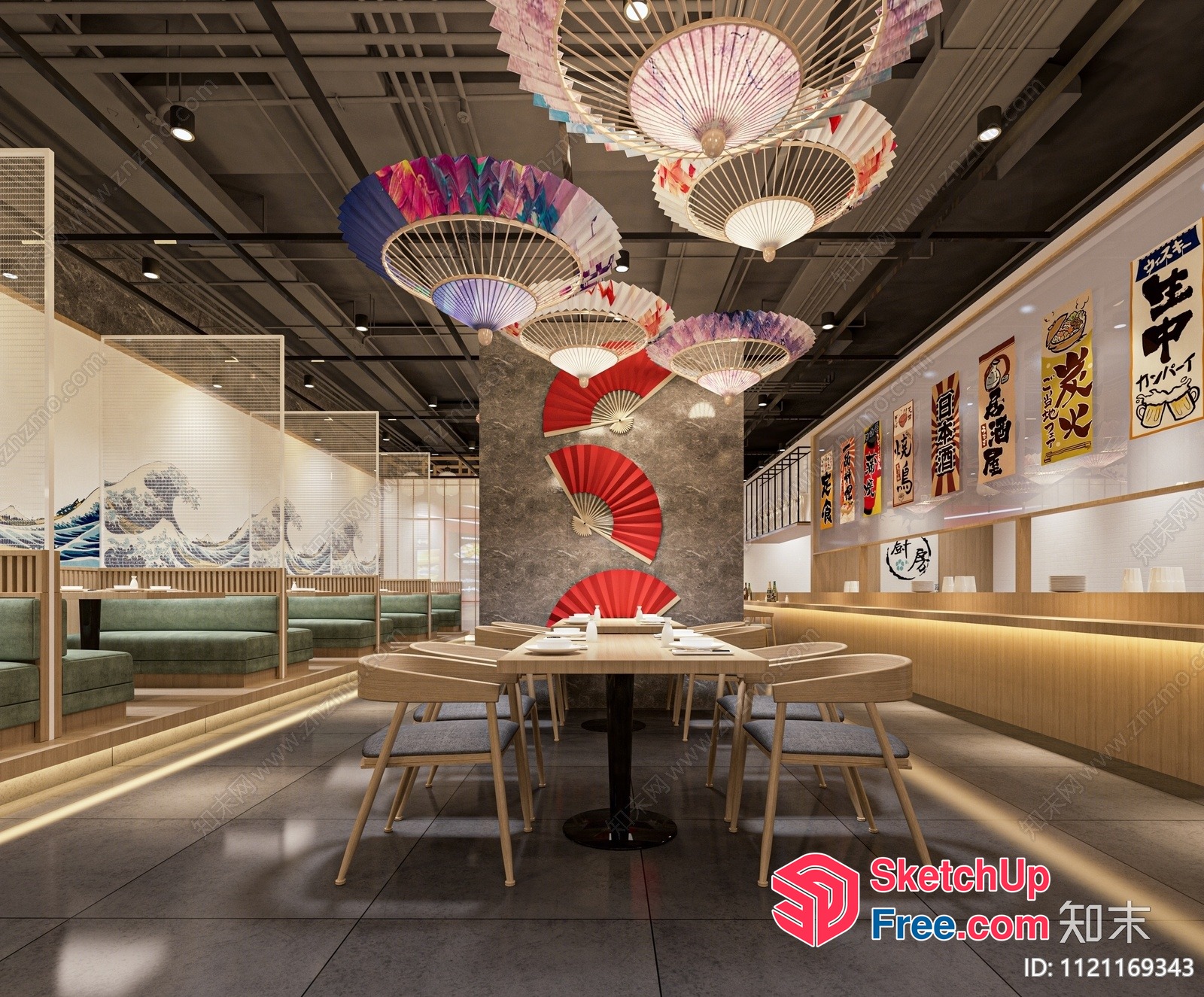 Elegant Japanese-Inspired Dining Room 3D SketchUp File