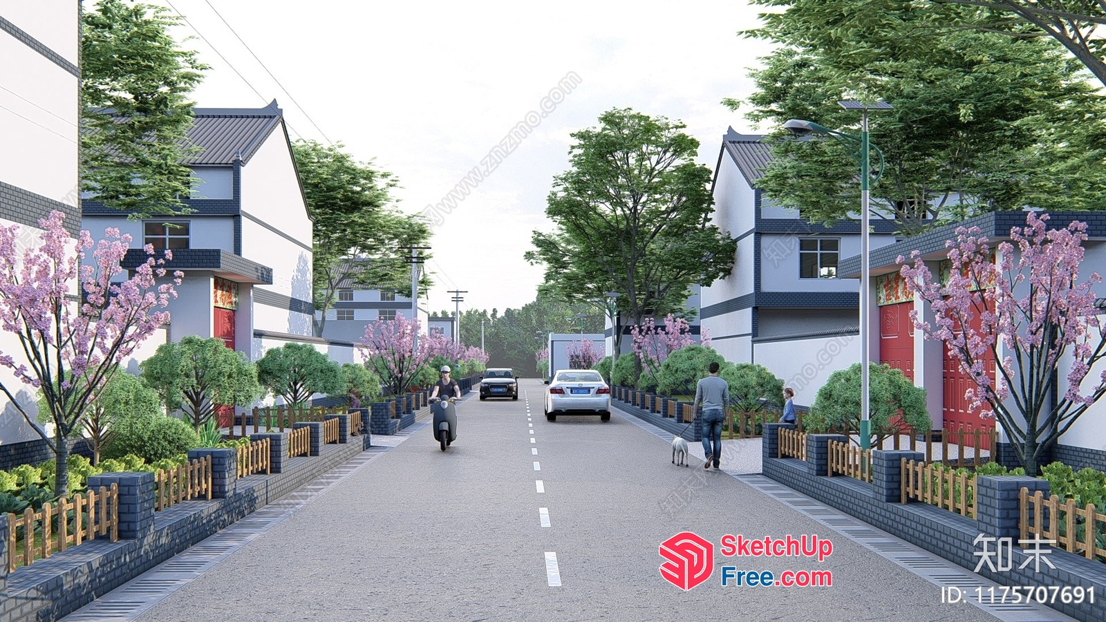 Aesthetic Residential Street With Villas And Modern Decor 3D SketchUp File