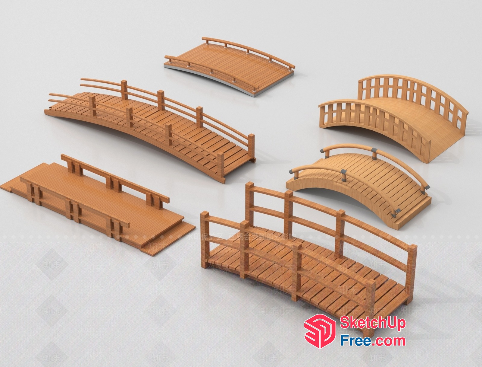 Traditional Japanese Wooden Bridge Designs 3D SketchUp File