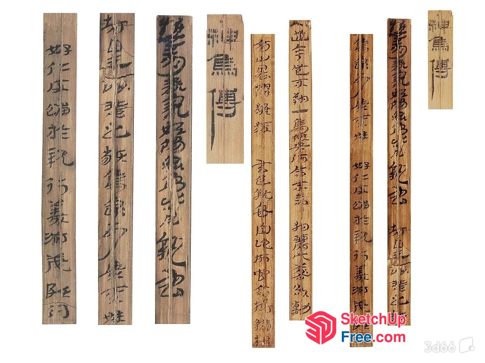 Chinese Calligraphy On Wooden Planks 3D SketchUp File