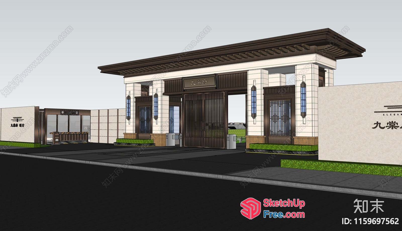 Modern Asian-Inspired Building Exterior 3D SketchUp File
