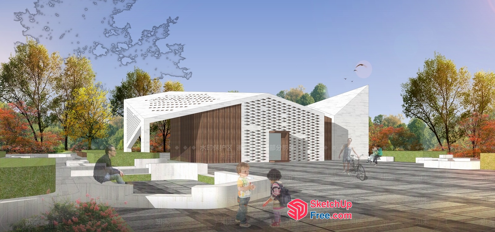 Modern Villa With Outdoor Seating And Stairs 3D SketchUp File