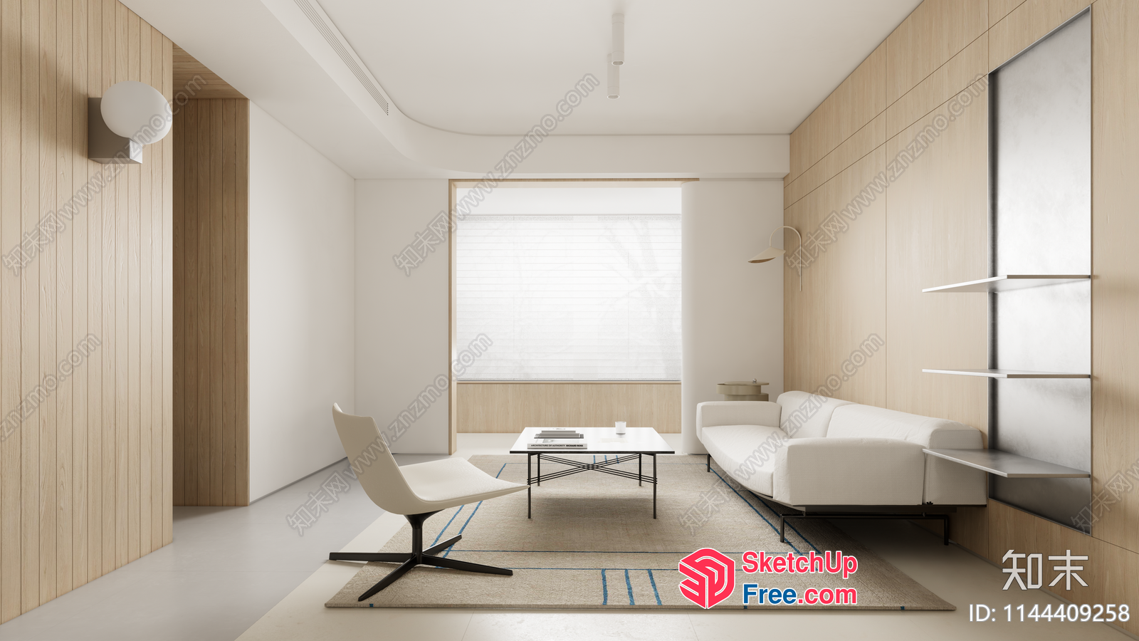 Modern Minimalist Living Room Design 3D SketchUp File