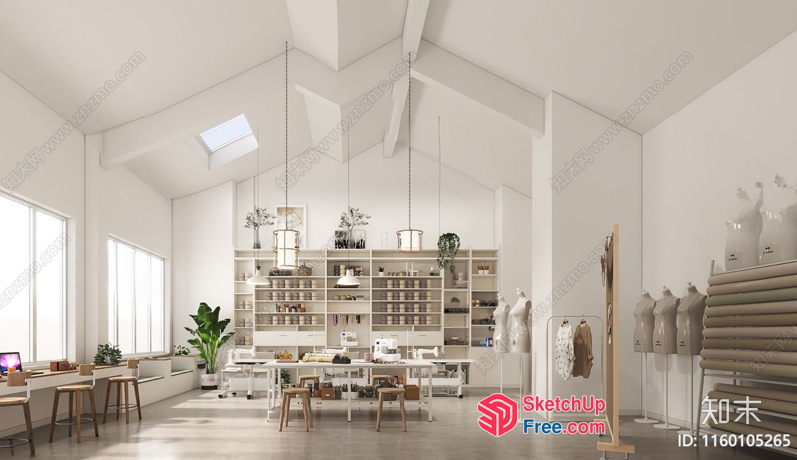 Minimalist Style Office Interior With High Ceiling 3D SketchUp File