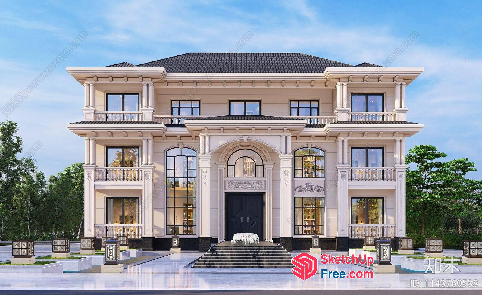 Elegant Classic European Villa 3D SketchUp File