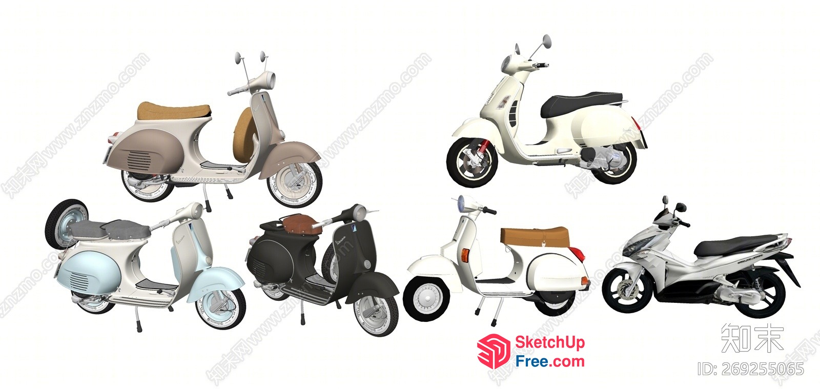 Vintage Style Scooters Collection 3D SketchUp File