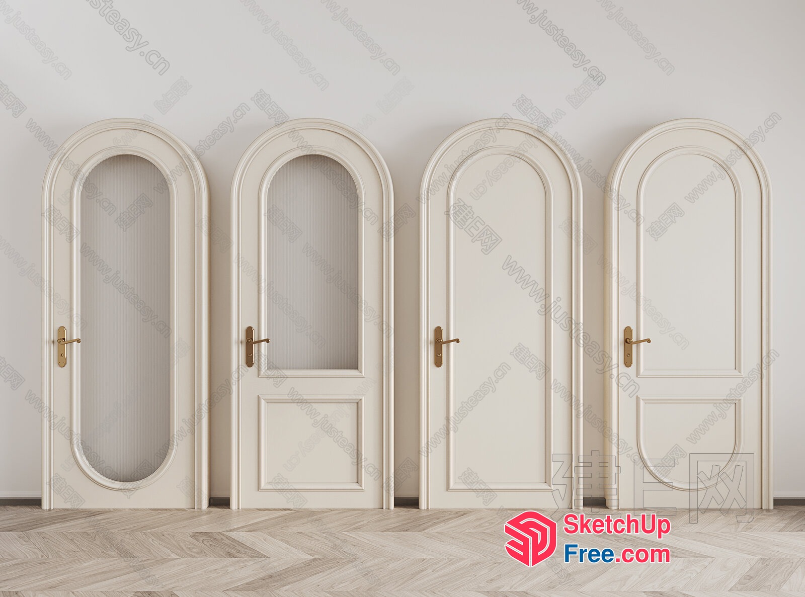 Elegant White Arched Door Collection 3D SketchUp File