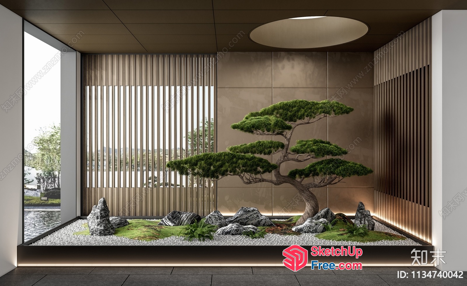 Modern Japanese-Inspired Interior With Serene Zen Garden 3D SketchUp File