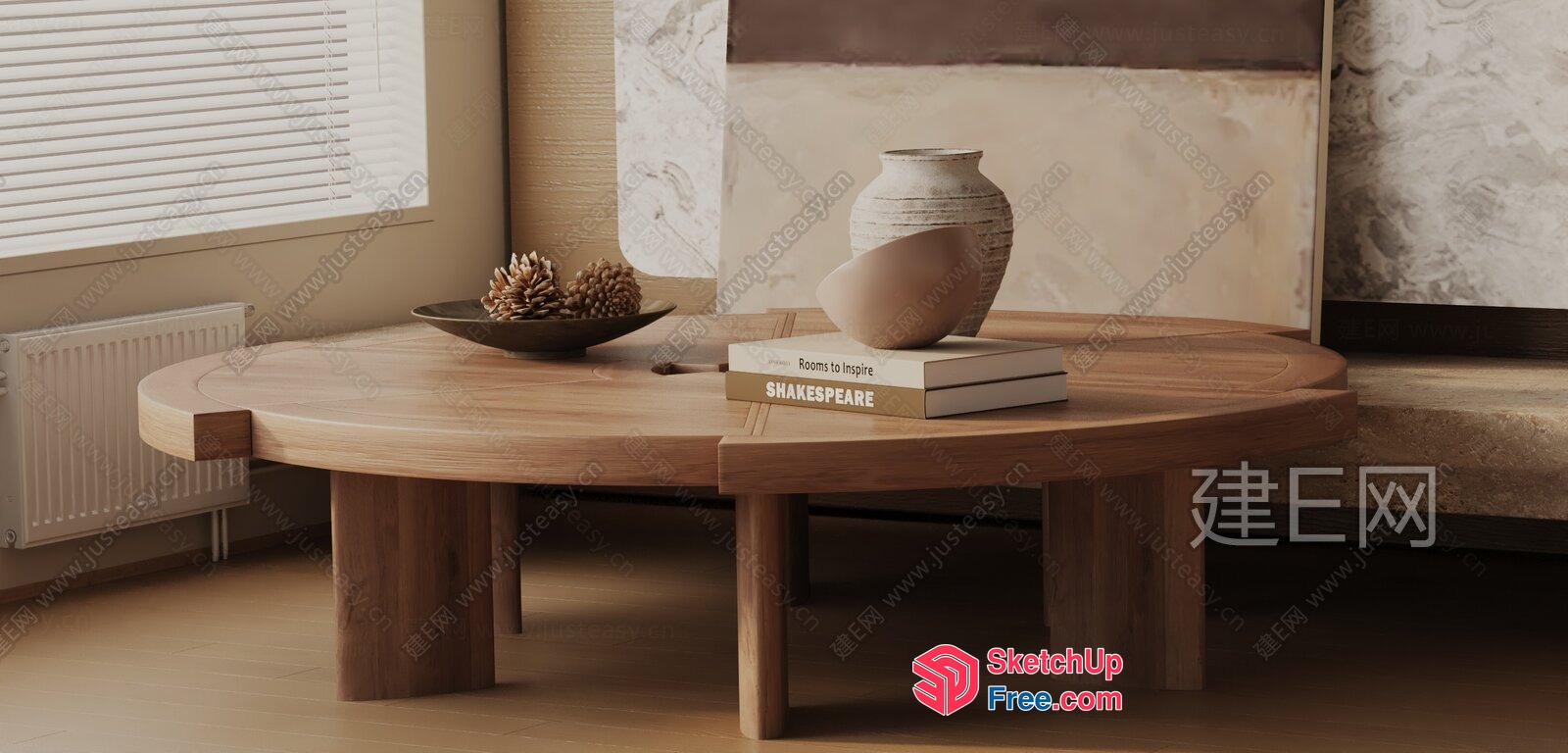 Cozy And Elegant Living Room With Unique Coffee Table 3D SketchUp File