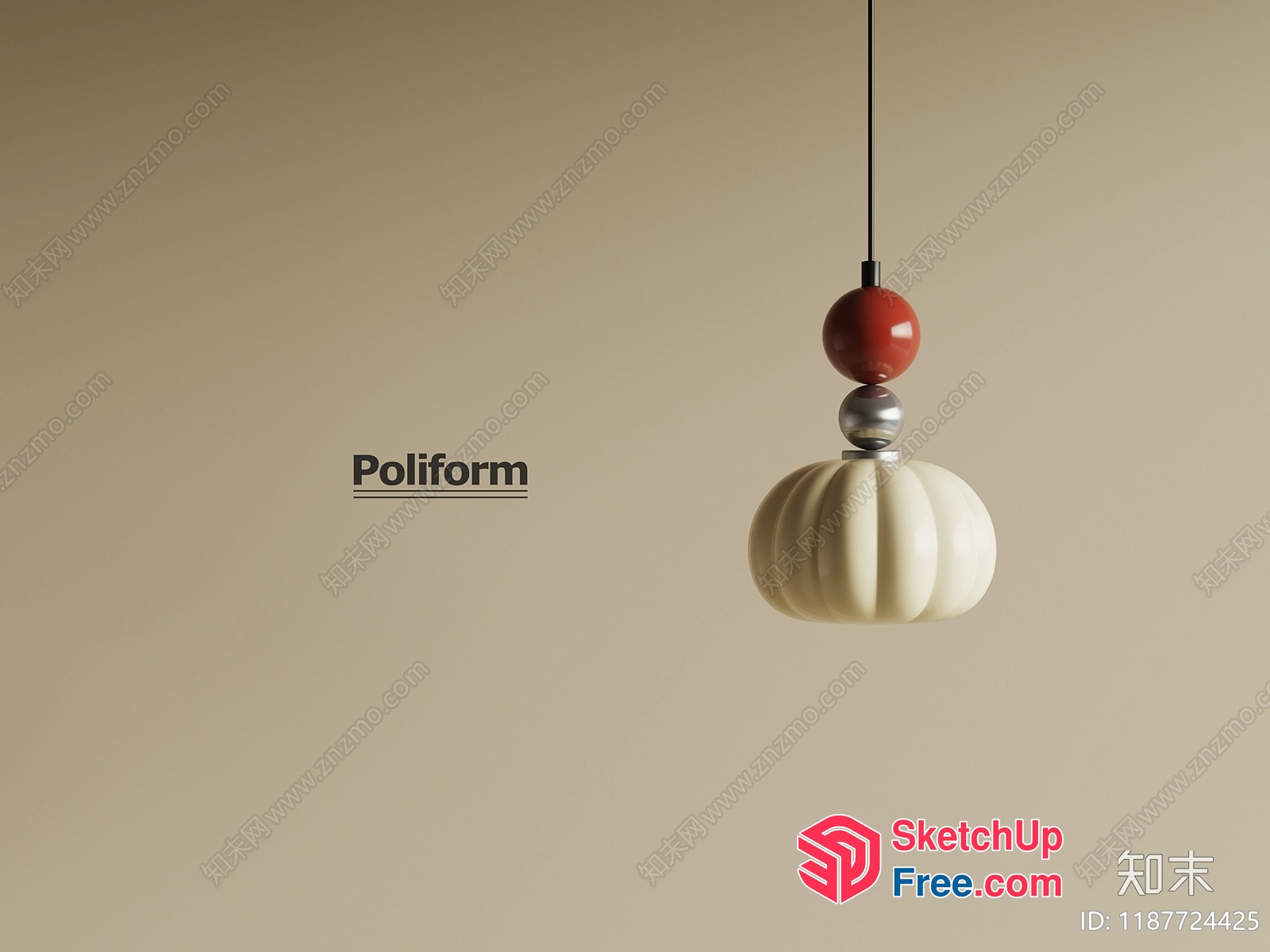 Minimalist Style Hanging Light Fixture 3D SketchUp File