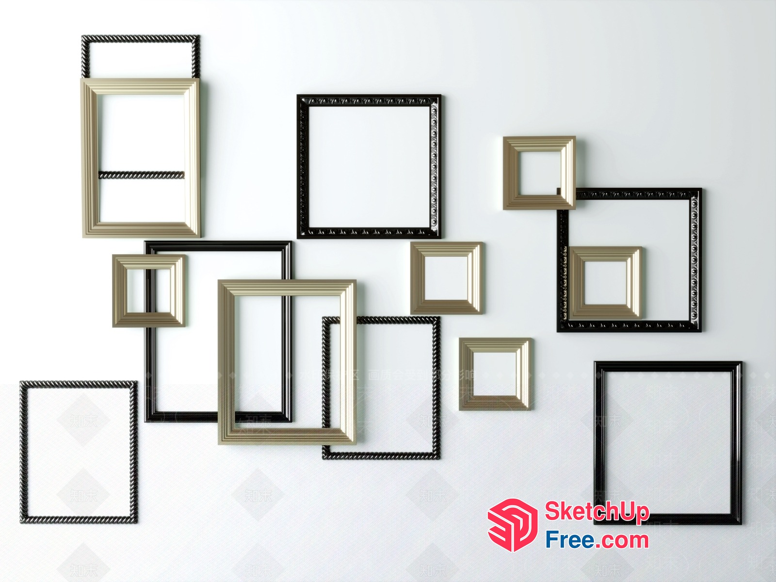 Elegant Wall Decor With Assorted Picture Frames 3D SketchUp File