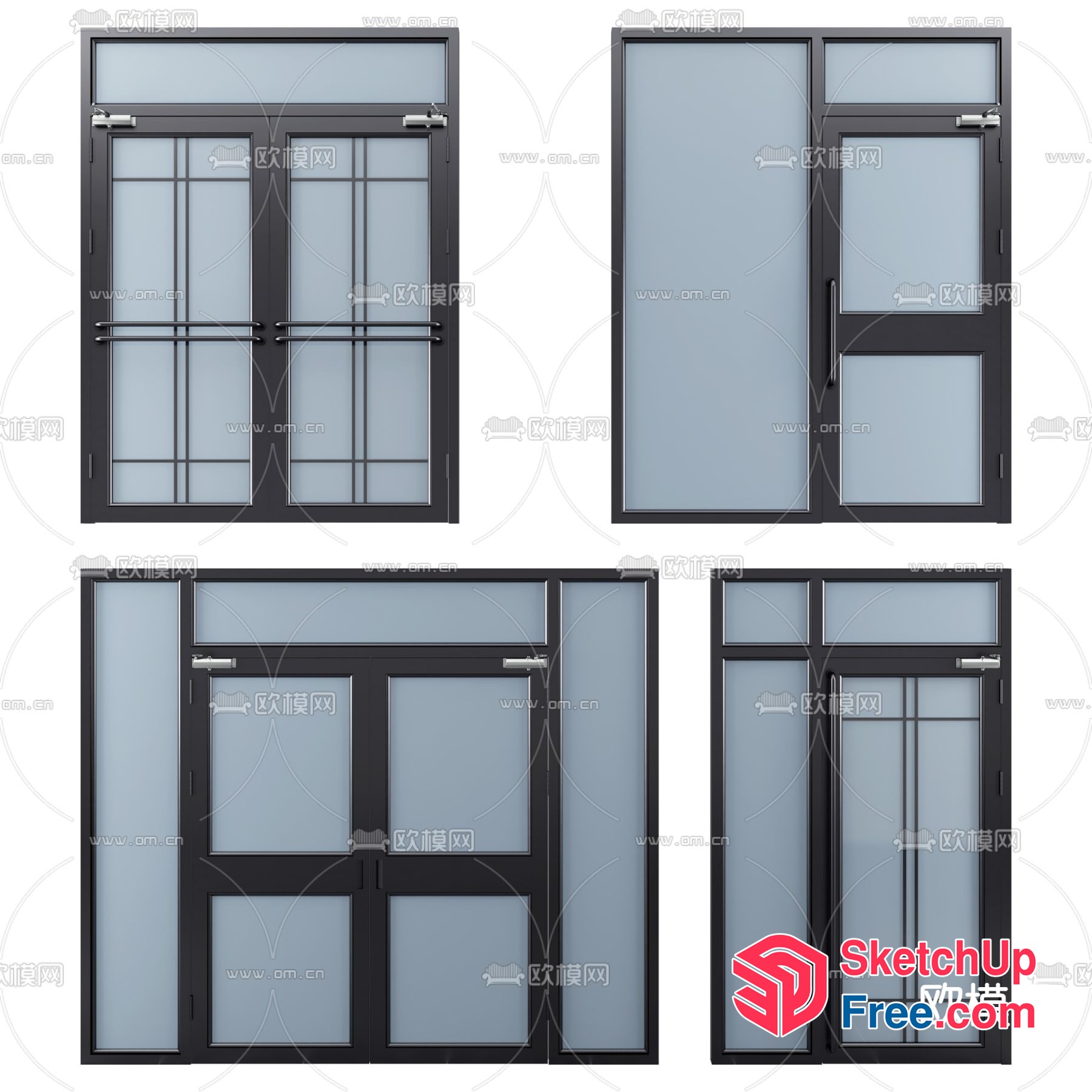 Black Framed Glass Door Collection 3D SketchUp File